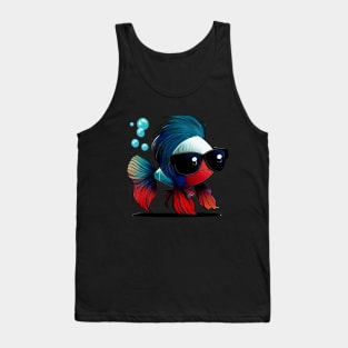 COOL BETTA FISH WITH SUNGLASSES Tank Top